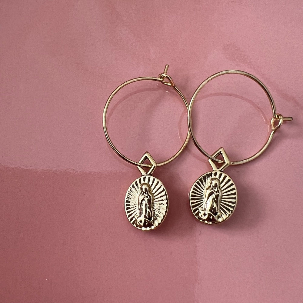 Luv AJ Saint Mary Cross Hoops